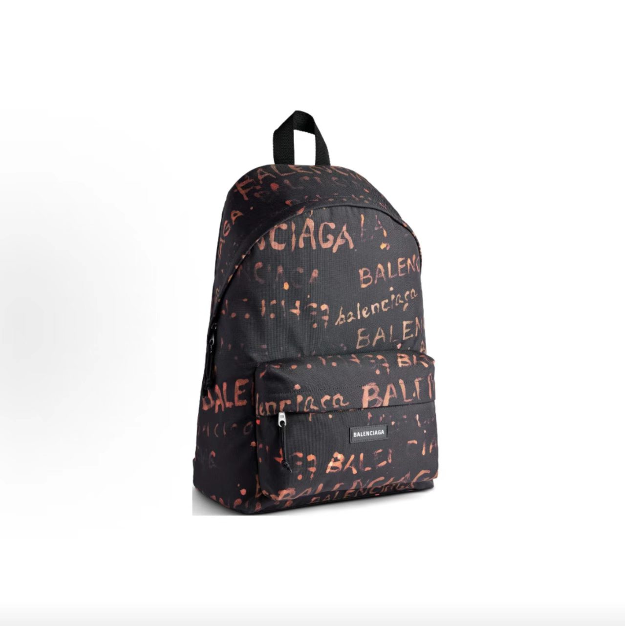Balenciaga Explorer Vintage Graffiti Allover Print Backpack Black Orange