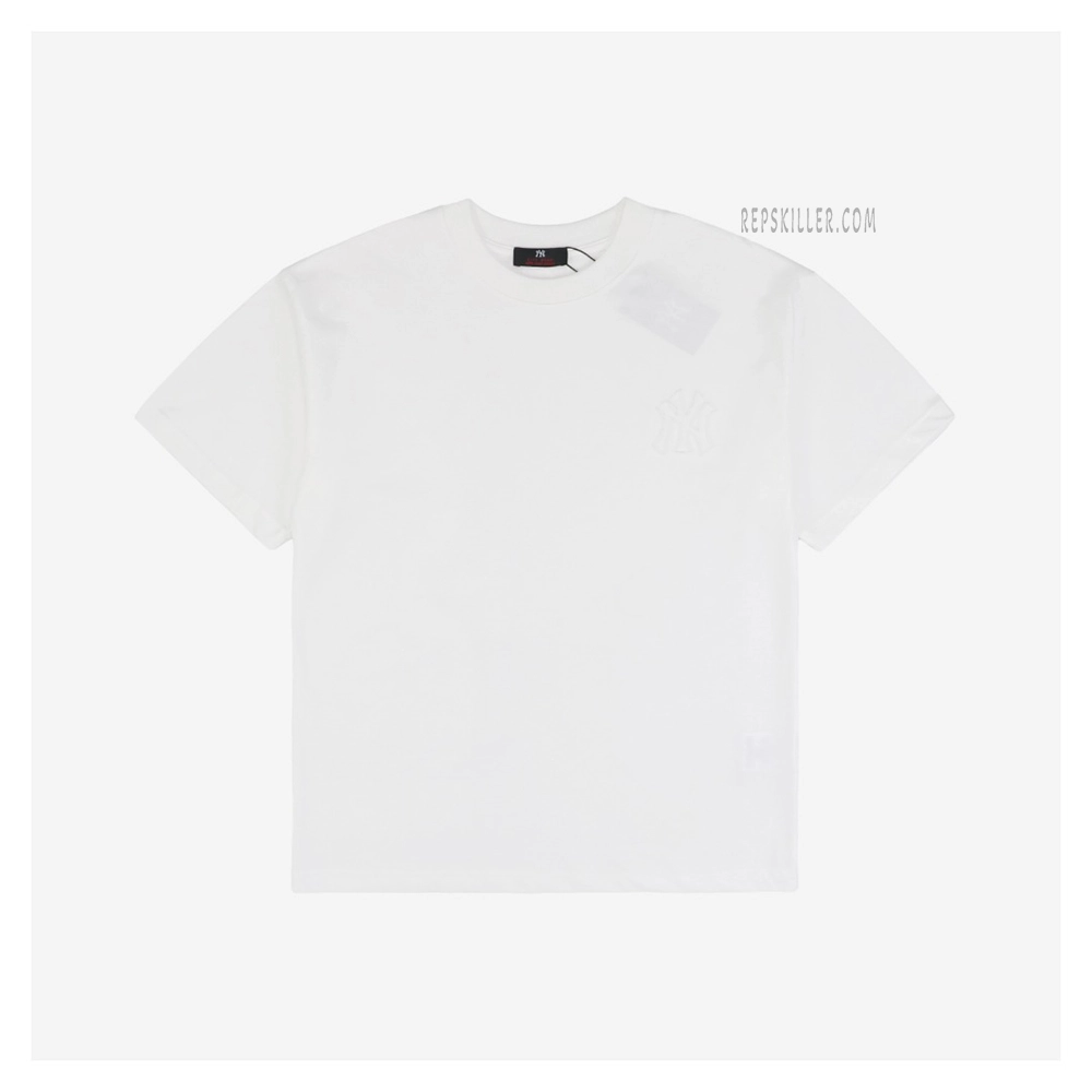 MLB Asymmetric NY Logo Embroidered T-Shirt (Black/White)