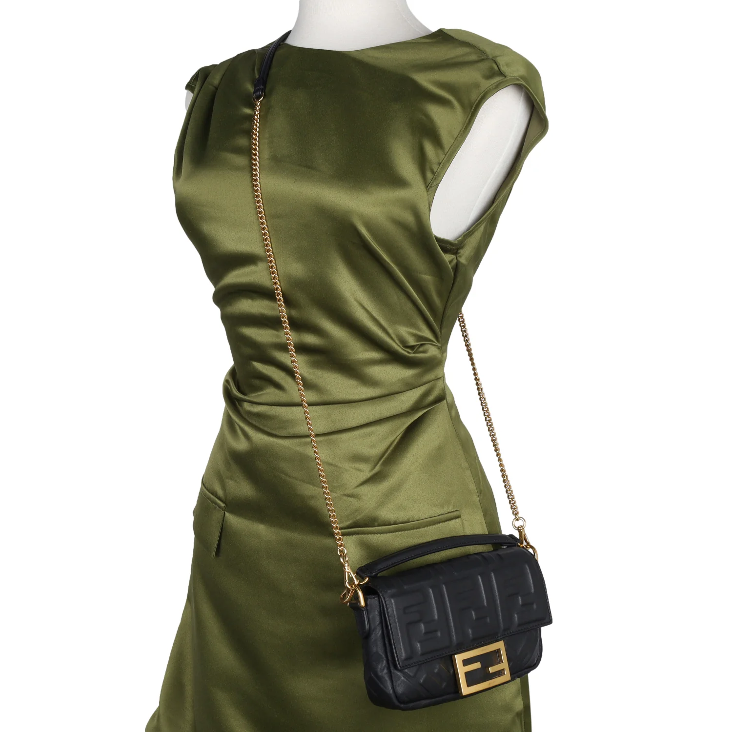 FF Embossed 1974 Mini Baguette Shoulder Bag