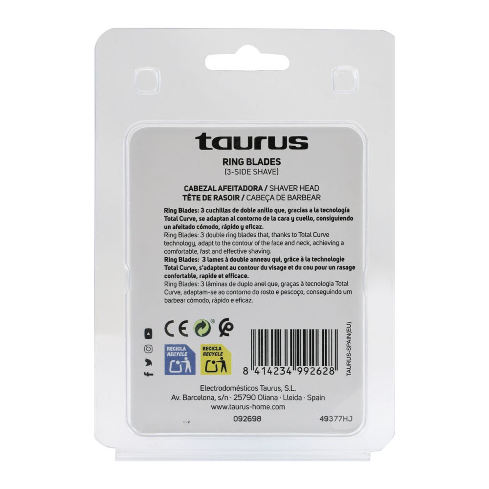 TAURUS Wymienna głowica Taurus 3 Side Shave, z 3 ostrzami