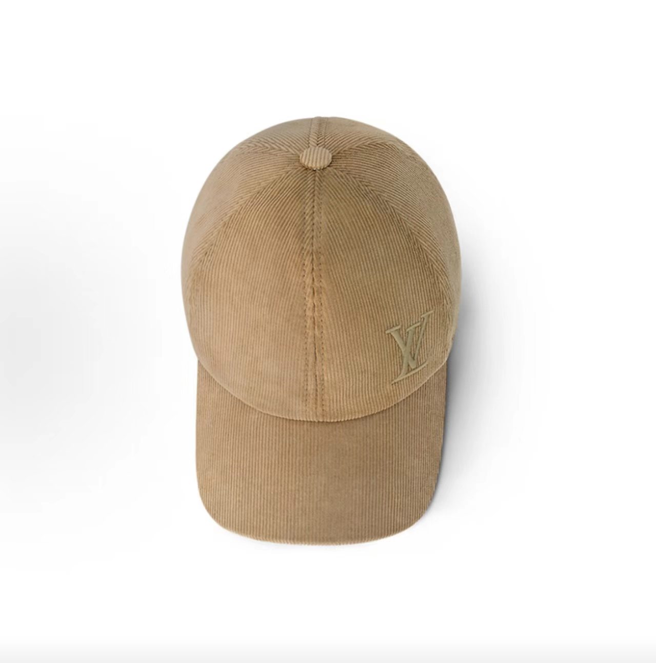 Louis Vuitton Beige Corduroy Embossed LV Logo Baseball Cap