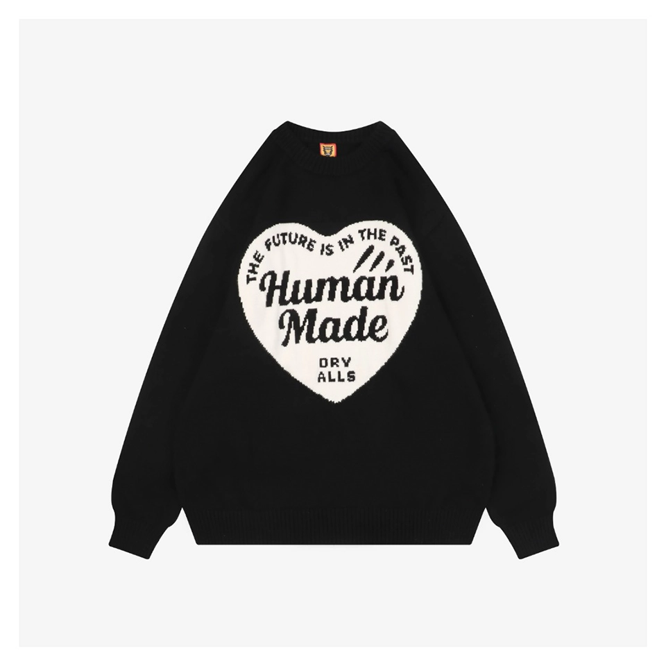 Human Made Heart HM Letter Knit Sweater (White/Black)
