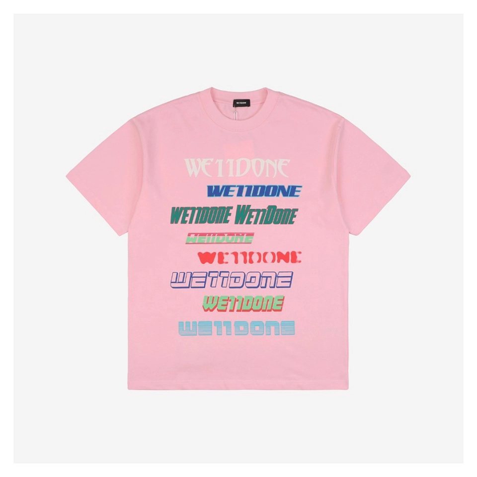 We11done Neon Glow Multicolor Streaming Print T-Shirt (Blue/Pink)