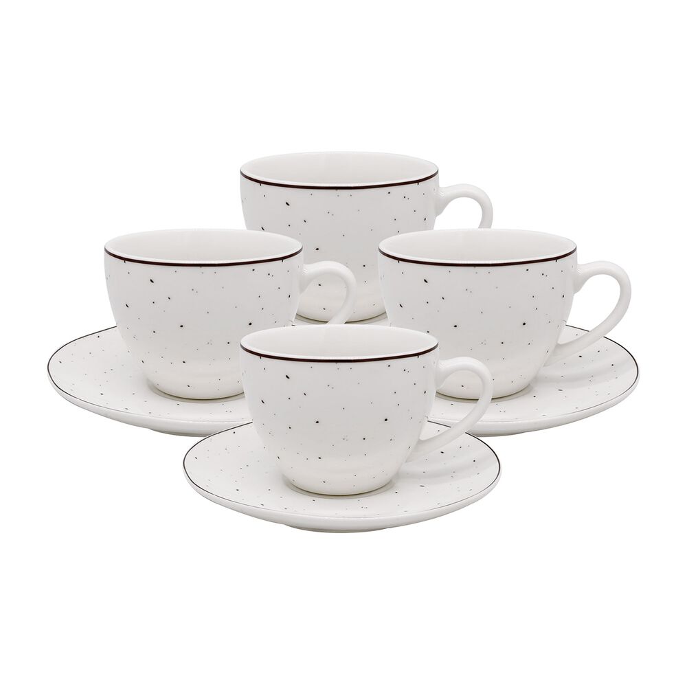 MG HOME Zestaw do kawy z porcelany MG Home Gemma, 240 ml, 8 elementów, biały nakrapiany