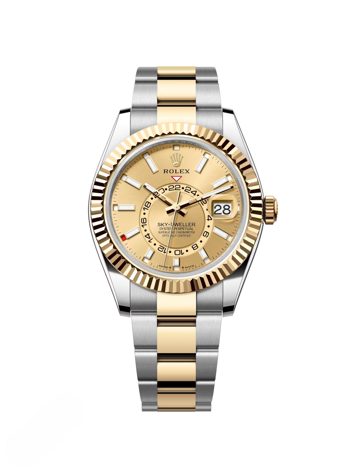 [2026 Mirror Grade]RLX  Sky-Dweller 42mm Two-Tone Yellow Gold Champagne Dial Oyster - 336933 - New 2025