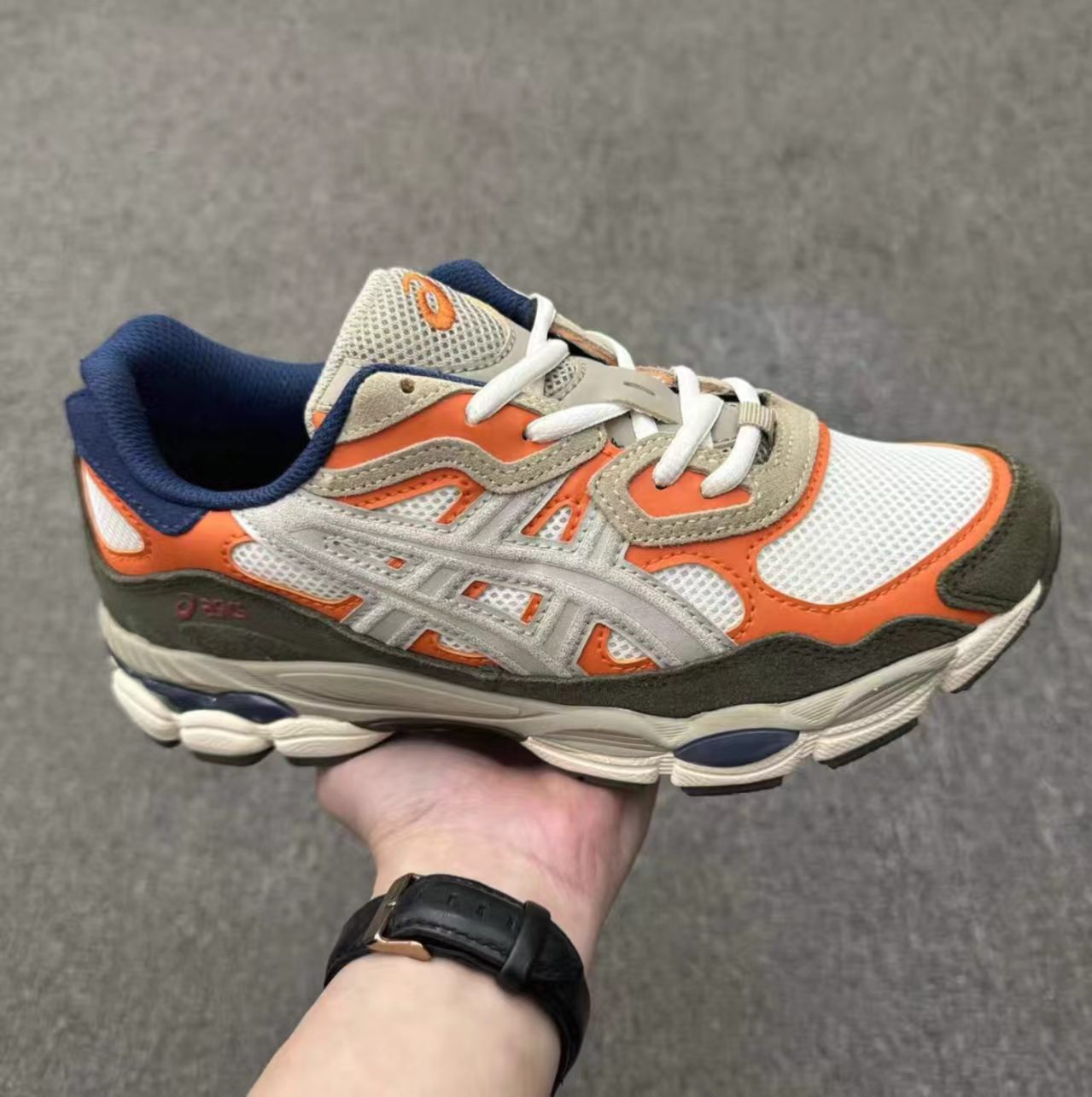 ASICS Gel-Nimbus White Orange Olive Navy