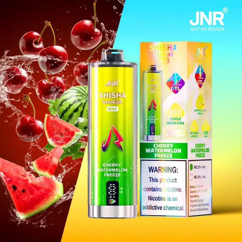 JNR Shisha Hookah Max 22000 Puffs - Disposable Vape - Cherry Watermelon Freeze