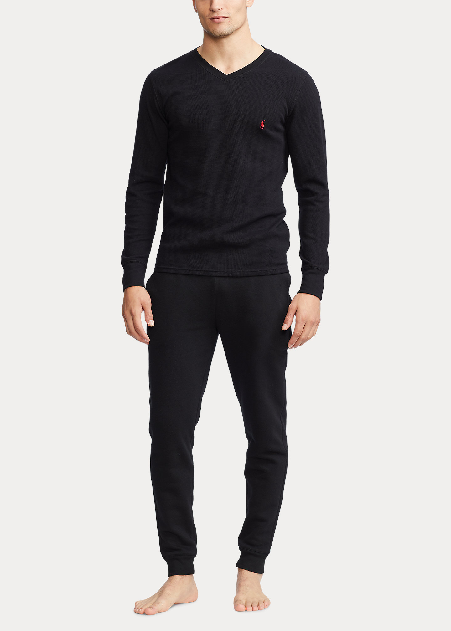 Waffle-Knit V-Neck Sleep Shirt