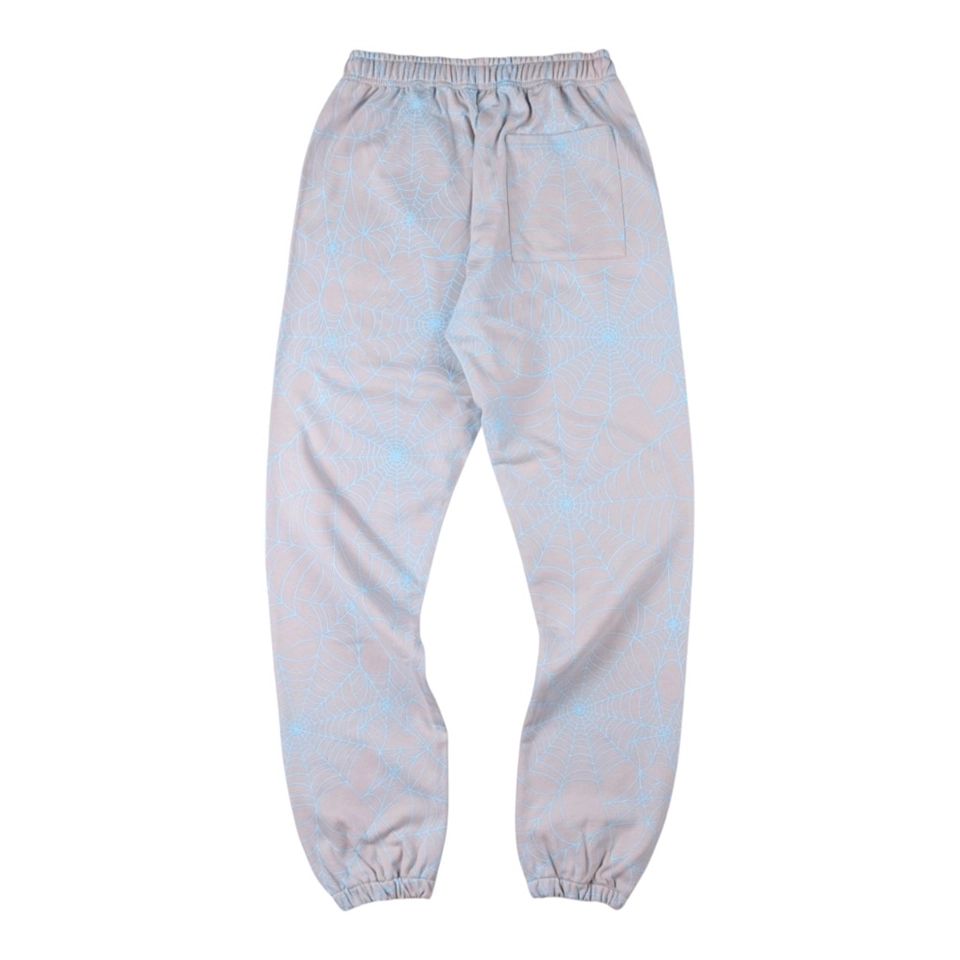 Sp5der Grey Blue Web Print Sweatpants
