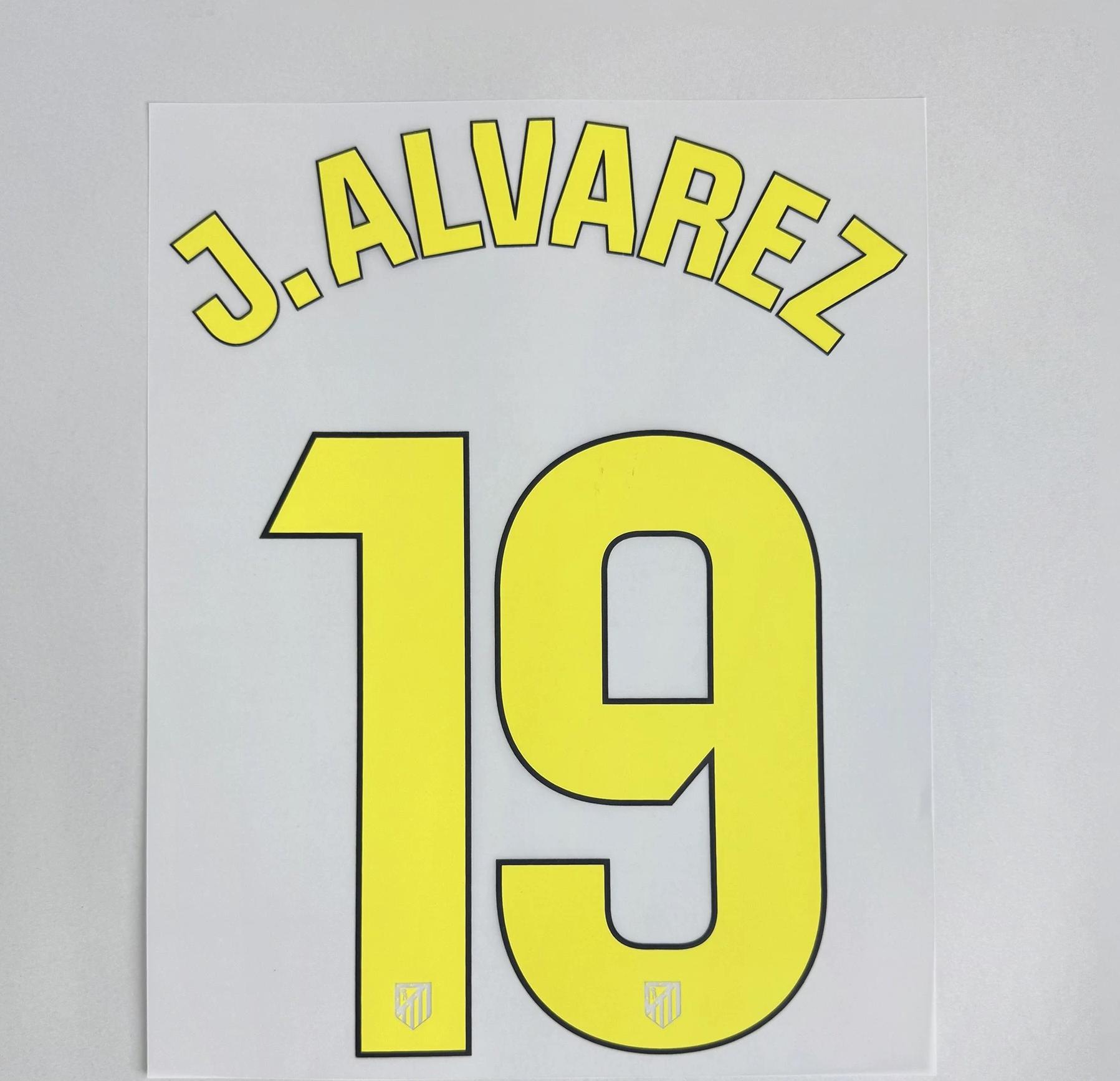 J.ALVAREZ #19 Atletico Madrid 2025-26 Away La Liga Football Soccer Name & Number Set