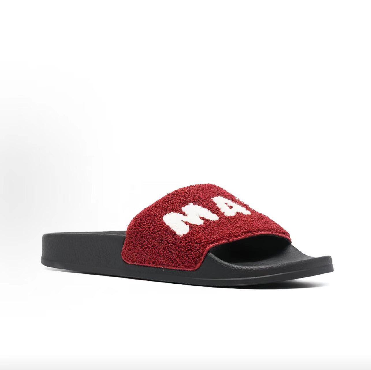 Marni Burgundy Terry Logo Slide Sandals