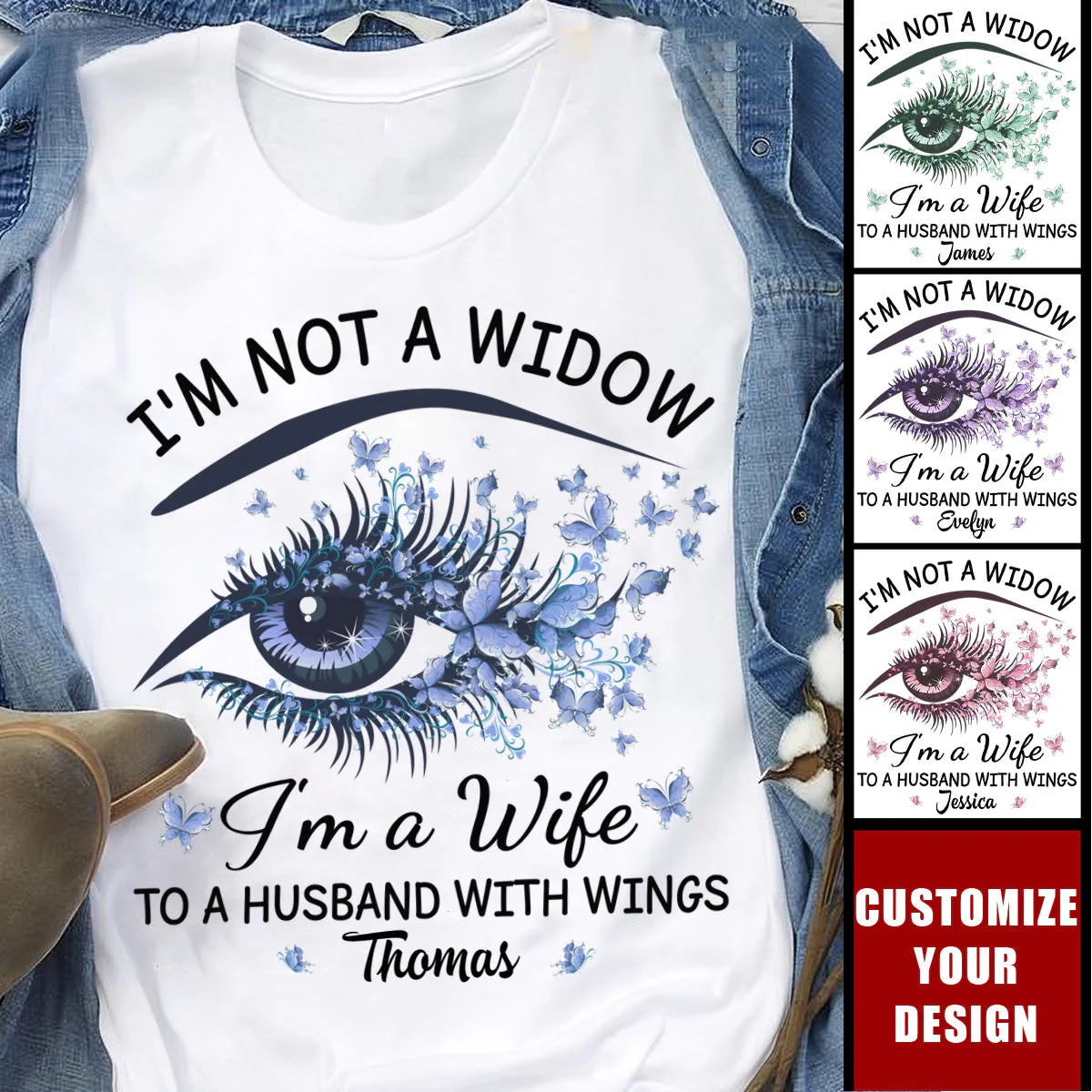 I'm A Wife To A Husband With Wings - Memorial Personalized T-Shirt