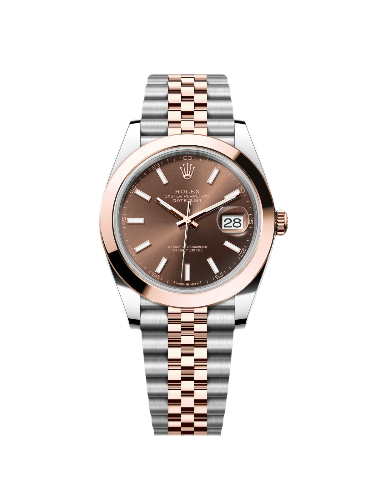 [2026 Mirror Grade]RLX Datejust 41mm 126301 Chocolate Index Oyster Steel and Everose Gold Watch