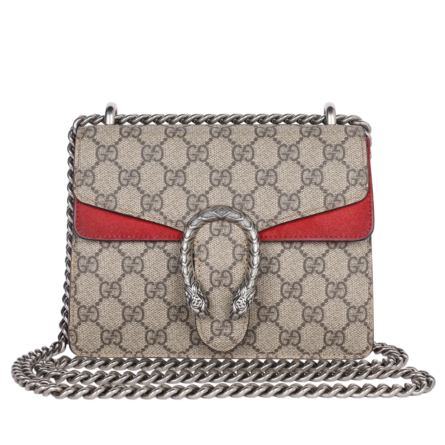 GG Supreme Monogram Mini Dionysus Shoulder Bag Hibiscus Red