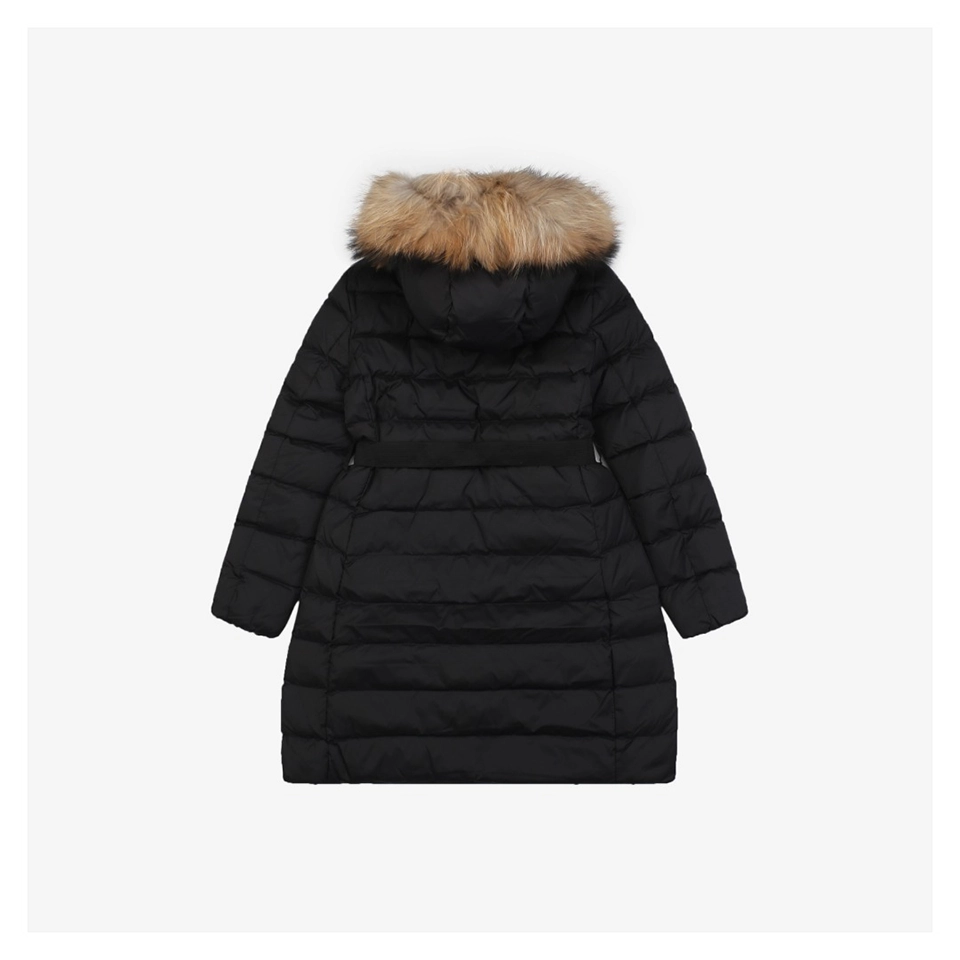 Mxxcler Khloe Belted Fur-Hooded Long Down Coat#MS-43
