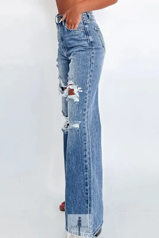 Blue Wide Leg High Waist Jeans