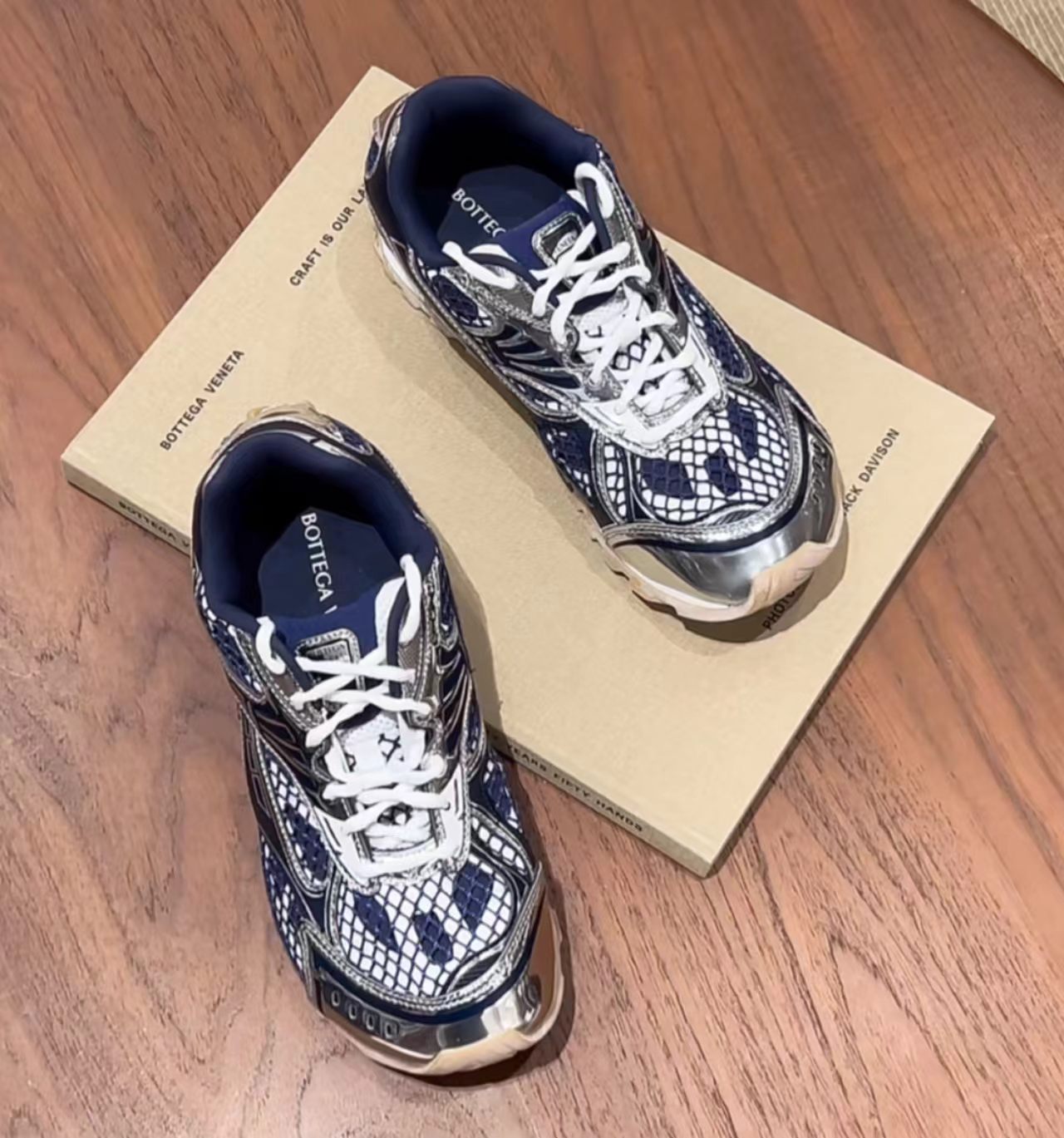 Bottega Veneta Orbit Sneaker Navy Silver