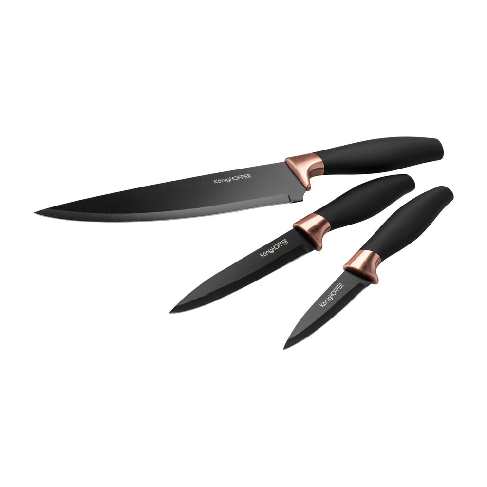 KONIGHOFFER Zestaw noży kuchennych Konighoffer Dark, 3 elementy, 20 cm, 12,5 cm, 9 cm, czarne