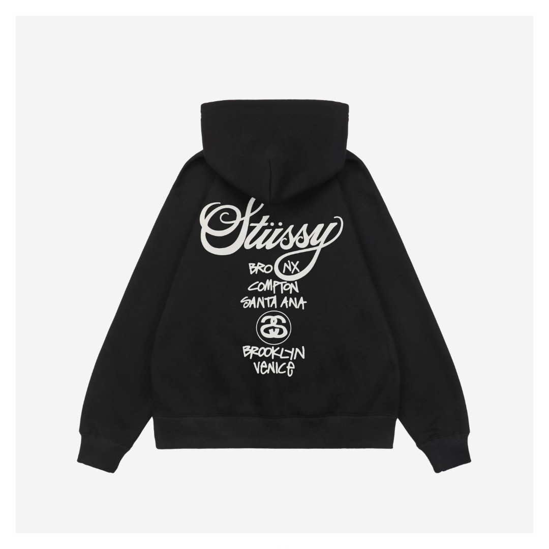 Stussy Tour Graffiti Letter Print Hooded Sweatshirt