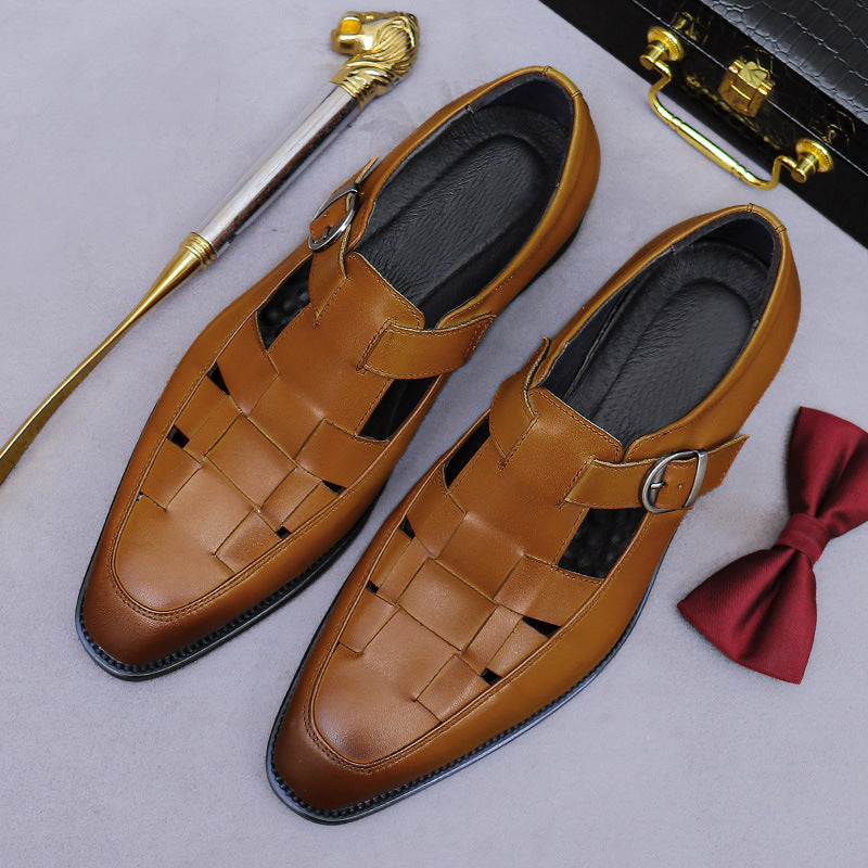 Buckle Open-Toe Business Casual Hollow-Out Dress Shoes 65129