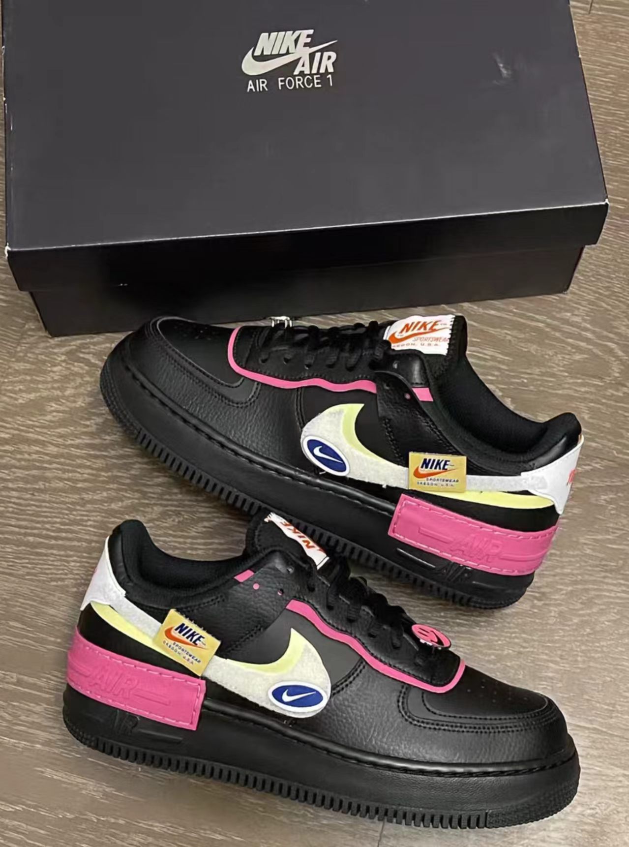 Nike Air Force 1 Shadow "Black/Pink/Yellow"