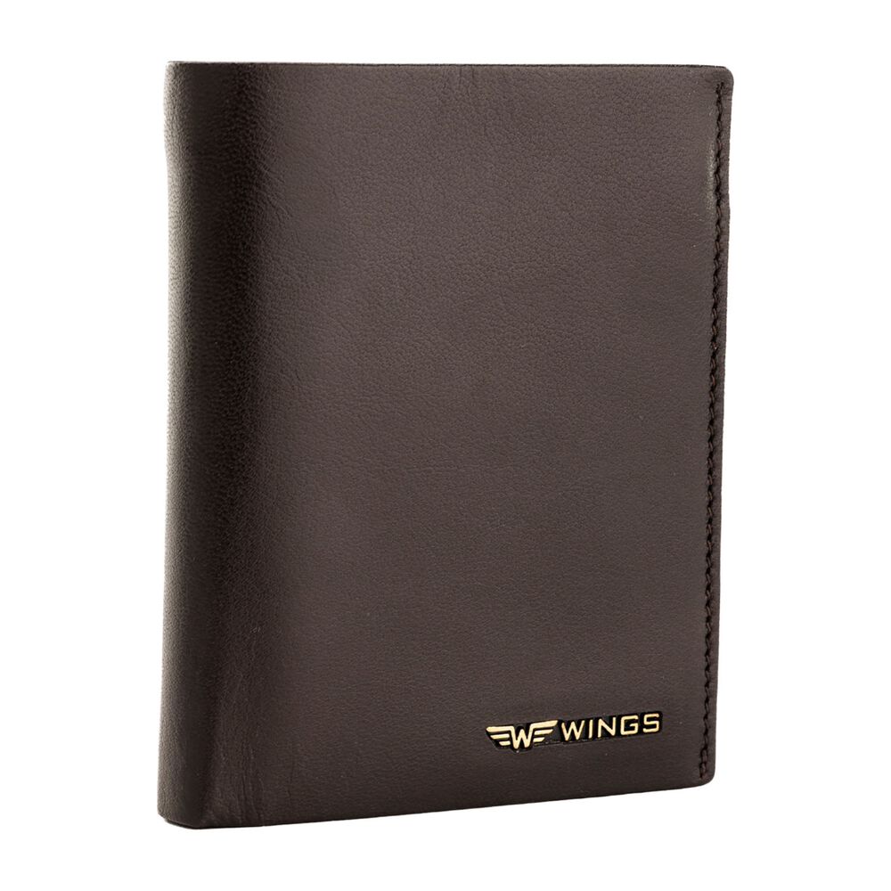 WINGS Portfel męski ze skóry bydlęcej Wings, 13 x 10 x 2 cm, RFID, brązowy