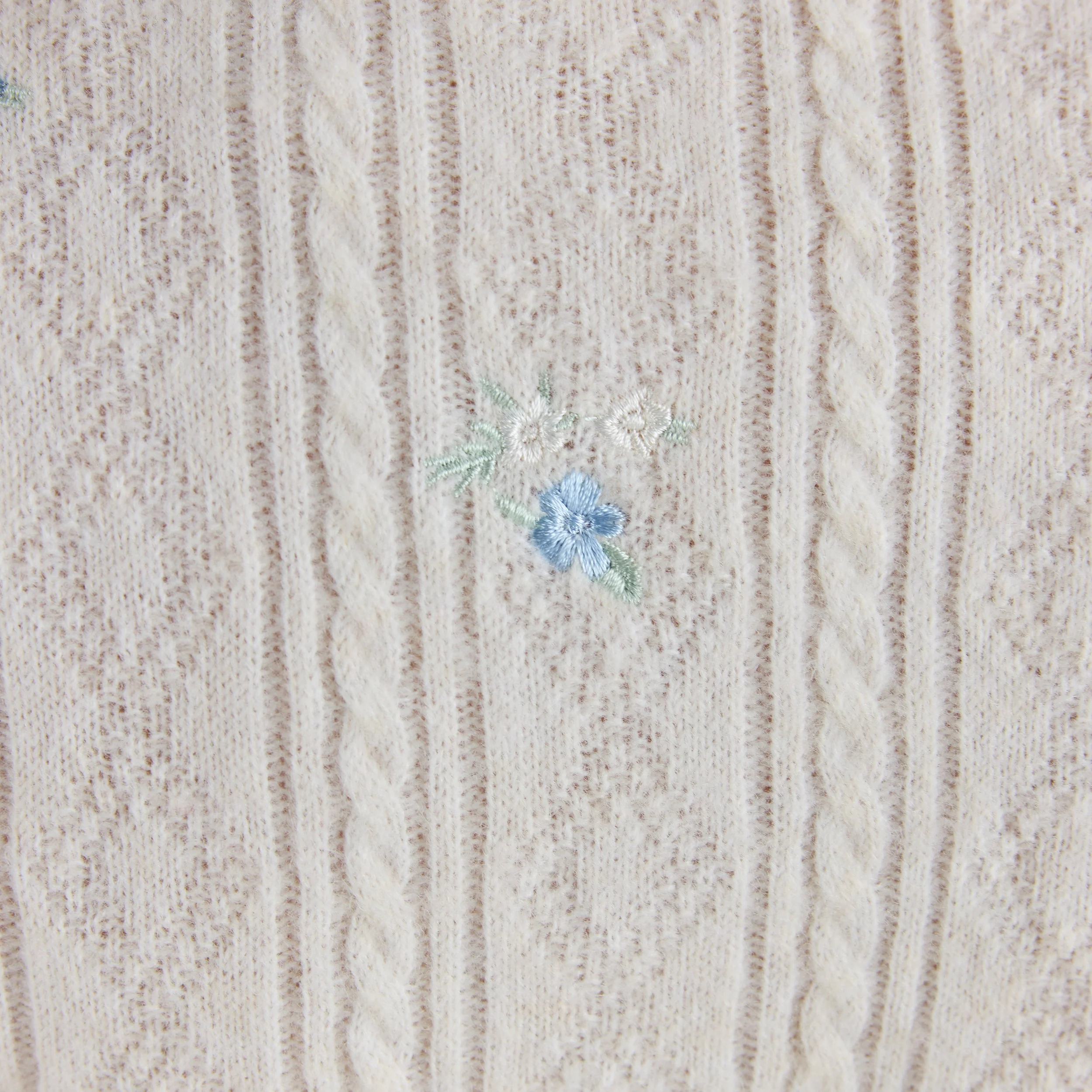 Embroidered Knitted Top - Cream