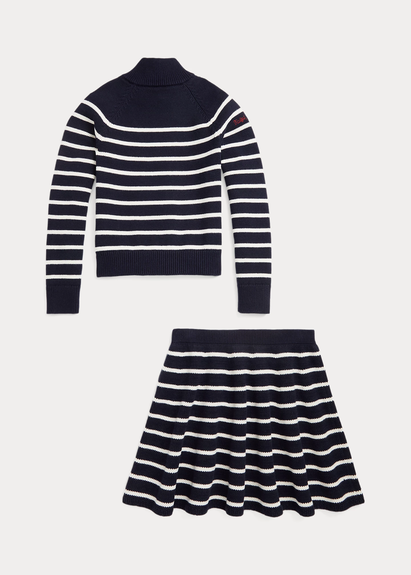 Striped Cotton Sweater & Skirt Set