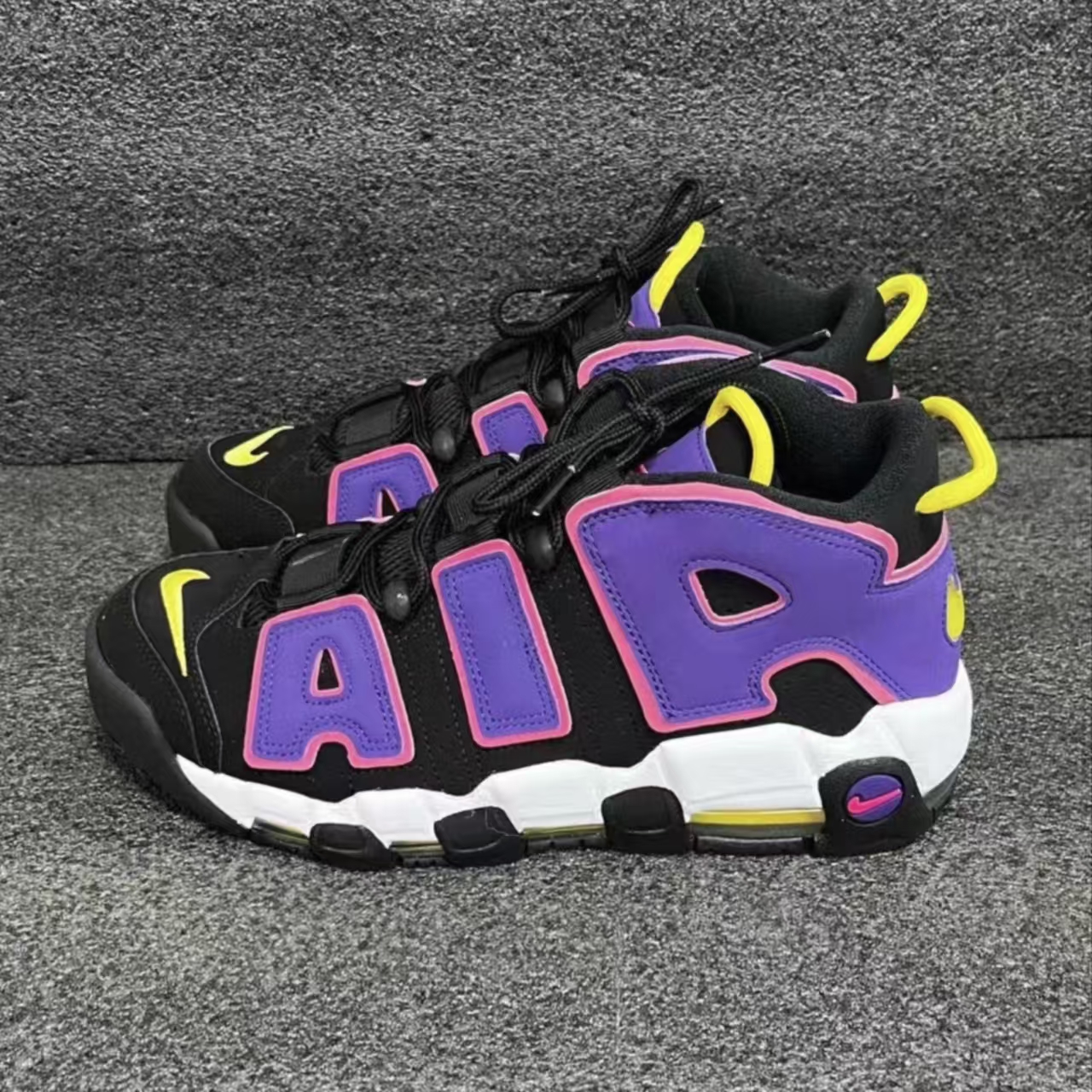 Nike Air More Uptempo Black Purple Pink Yellow