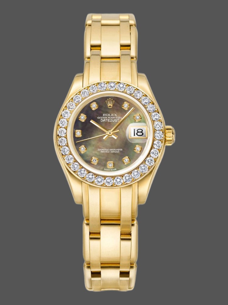 [2026 Mirror Grade]Rolex Pearlmaster 80298 Yellow Gold MOP Dial 29MM Lady Replica Watch