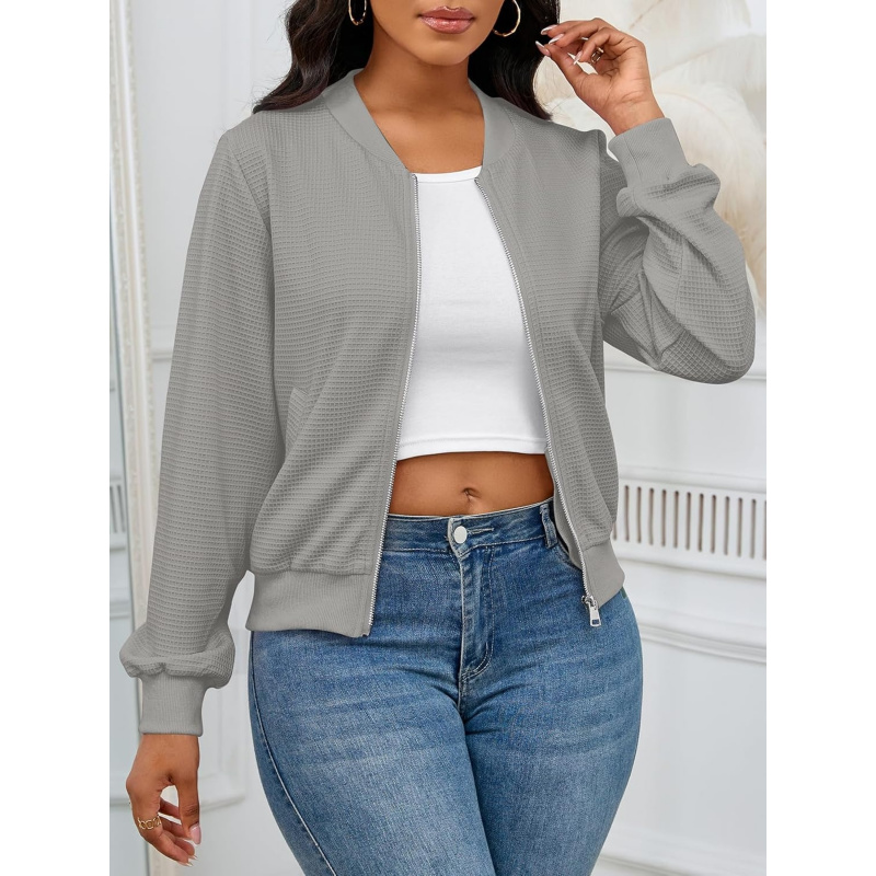 Women Casual Full Zip Up Comfy Loose Long
