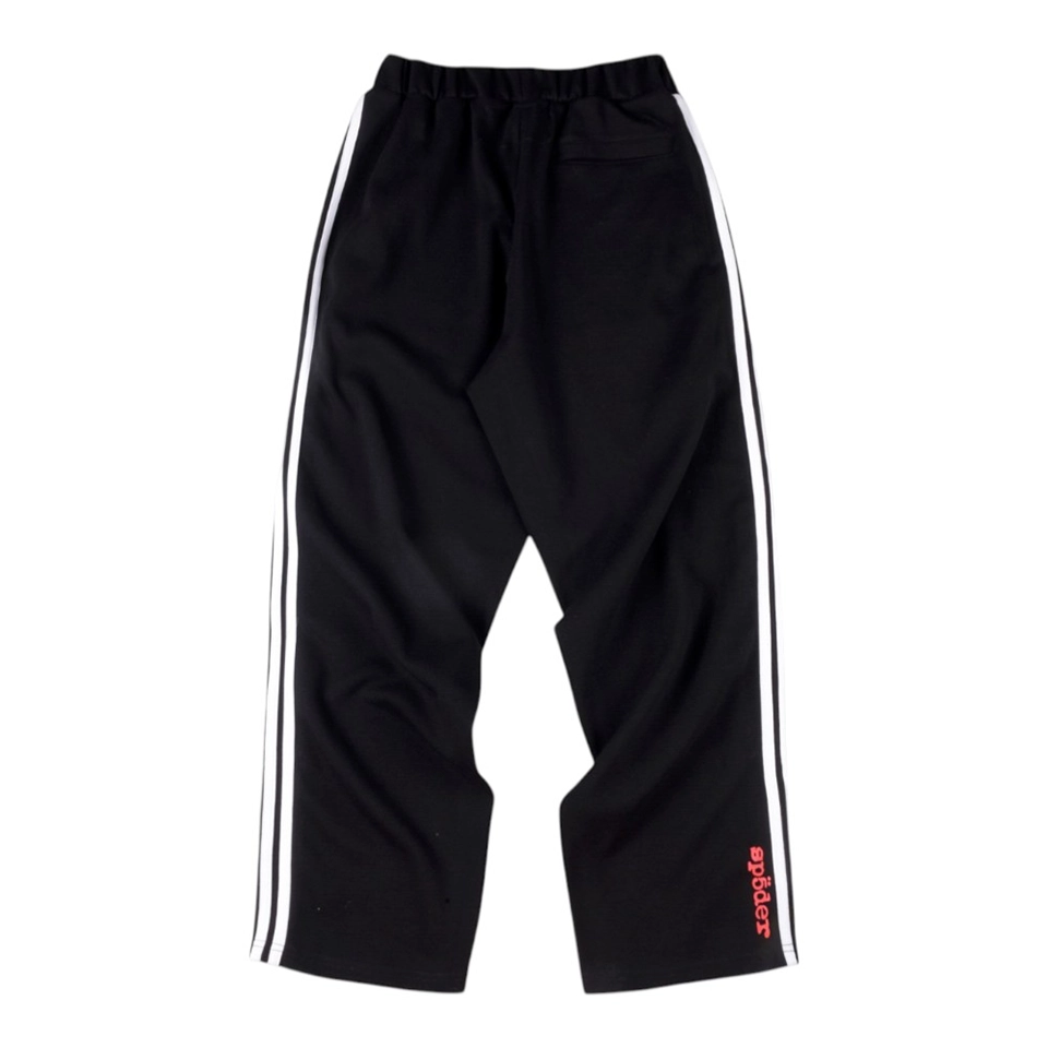 Sp5der Black White Stripe Red Logo Track Pants