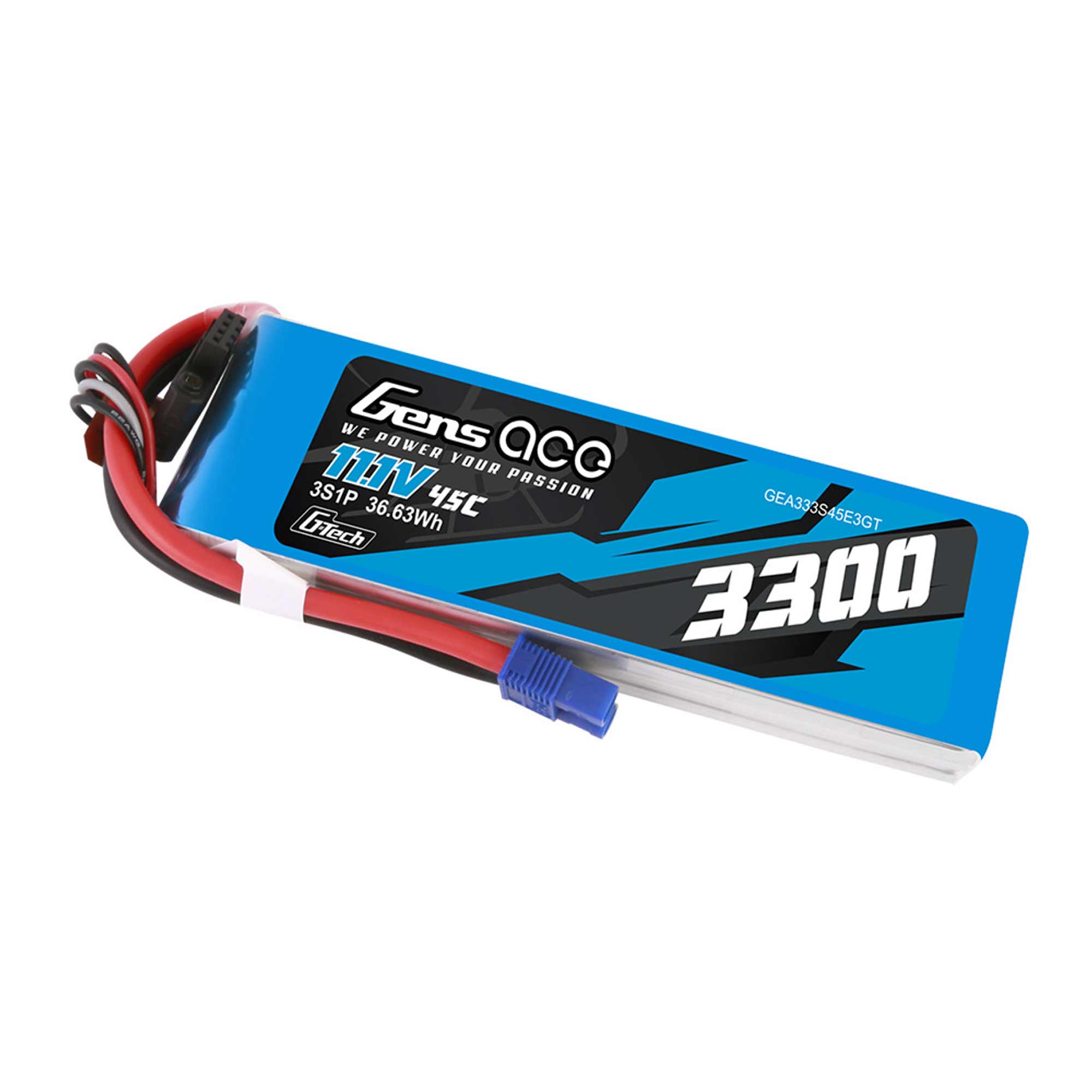 11.1V 3300mAh 3S 45C G-Tech LiPo Battery: EC3