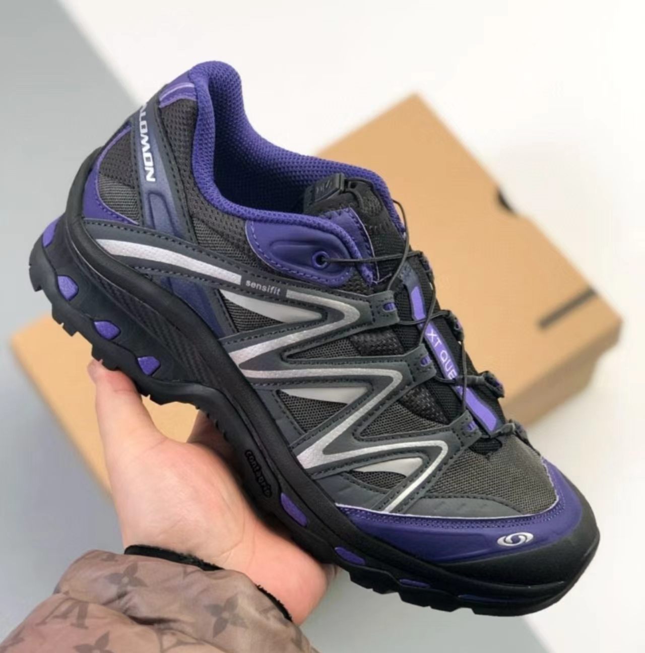 Salomon XA Pro 3D Black Purple Silver Mesh Hiking Shoes
