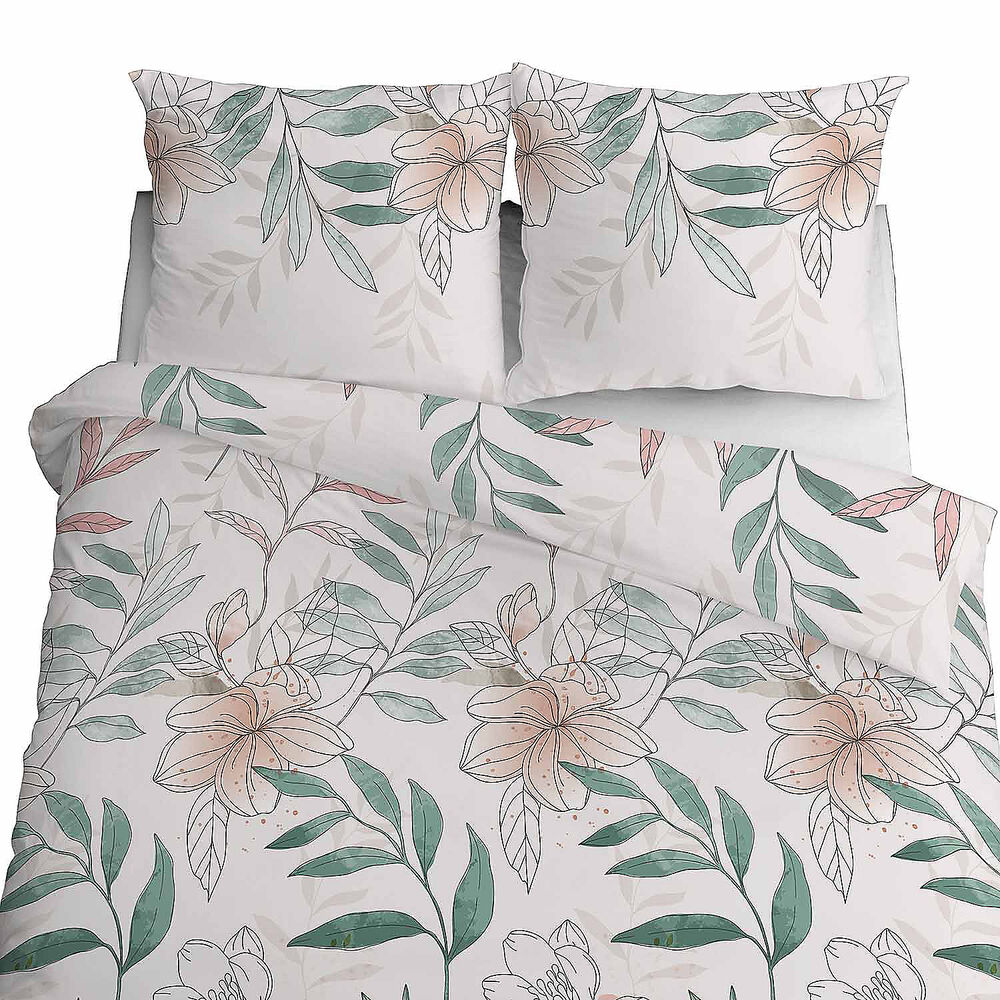 HOME SATIN Pościel satynowa Home Satin, różowo-zielone kwiaty