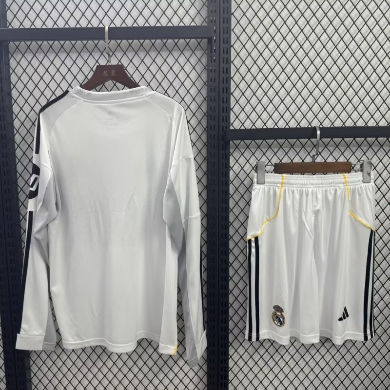 Real Madrid Soccer Jersey Home Kids Kit Long Sleeve Jersey+Shorts 2025/26