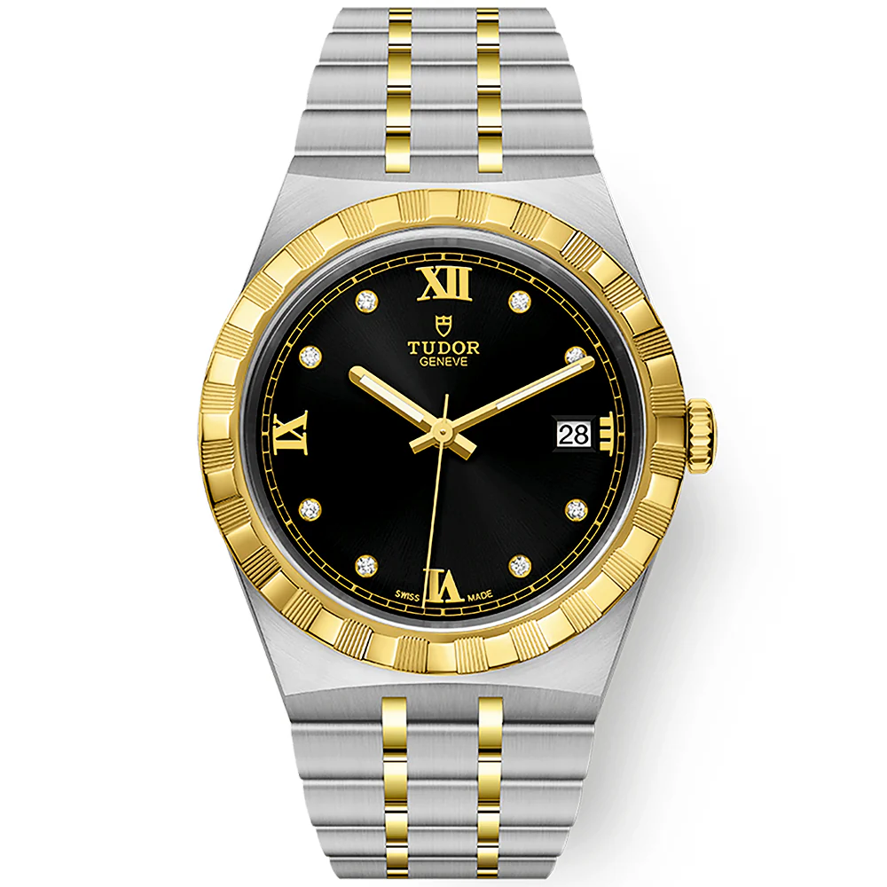 [2026 Mirror Grade]Royal 38mm Two-Tone Black Diamond Dial Automatic Bracelet Watch