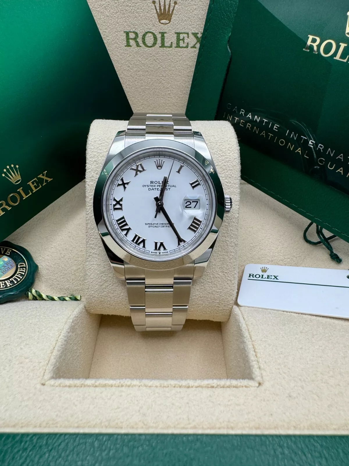 [2026 Mirror Grade]RLX  Datejust 41mm Smooth Bezel White Roman Oyster - 126300-0015
