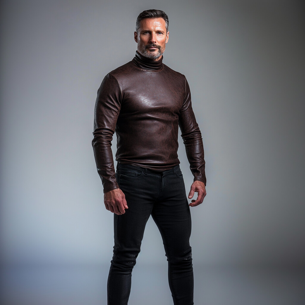 Men's High Neck Elastic Tight Long Sleeve Top