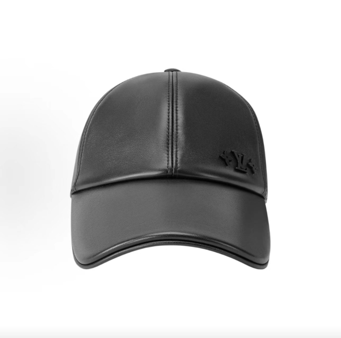 Louis Vuitton Black Leather LV and Monogram Flower Embossed Baseball Cap