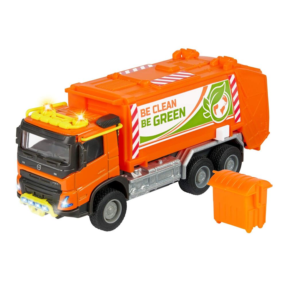 MAJORETTE Pojazd metalowy śmieciarka Volvo Grand Series, 19 cm, światło i dźwięk