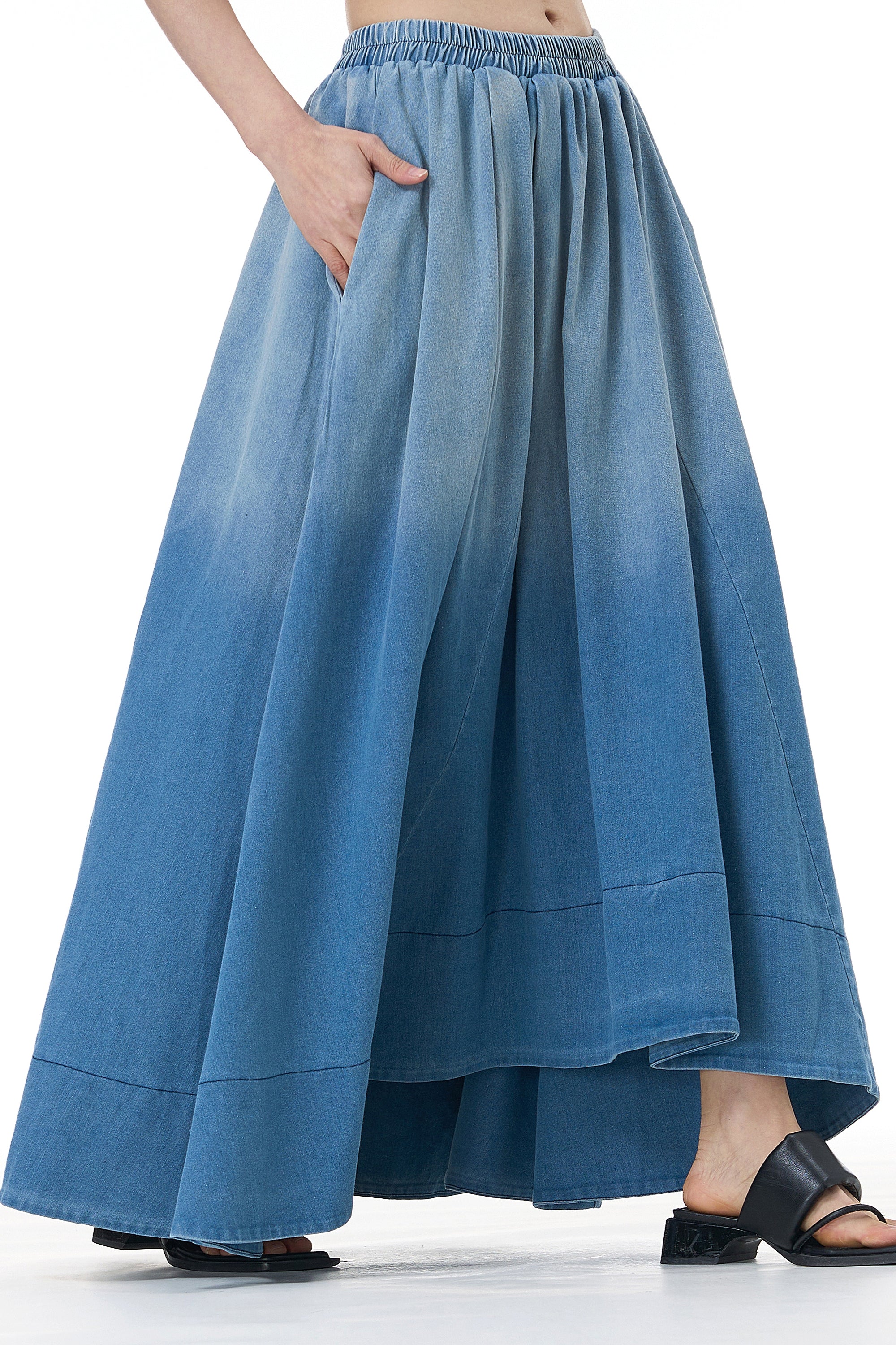 Dusk-Faded Blue Denim Skirt