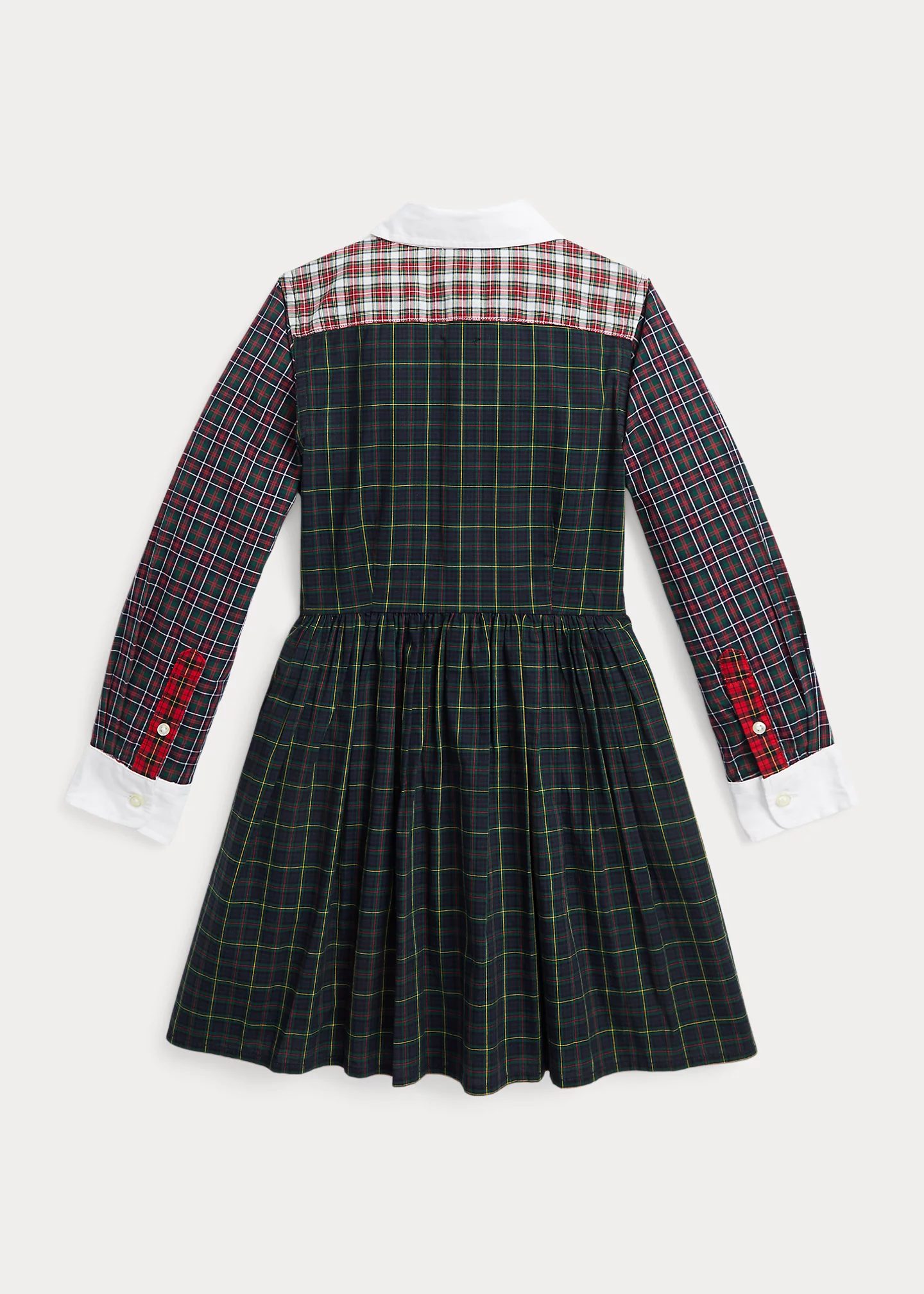 Mixed-Plaid Cotton Shirtdress