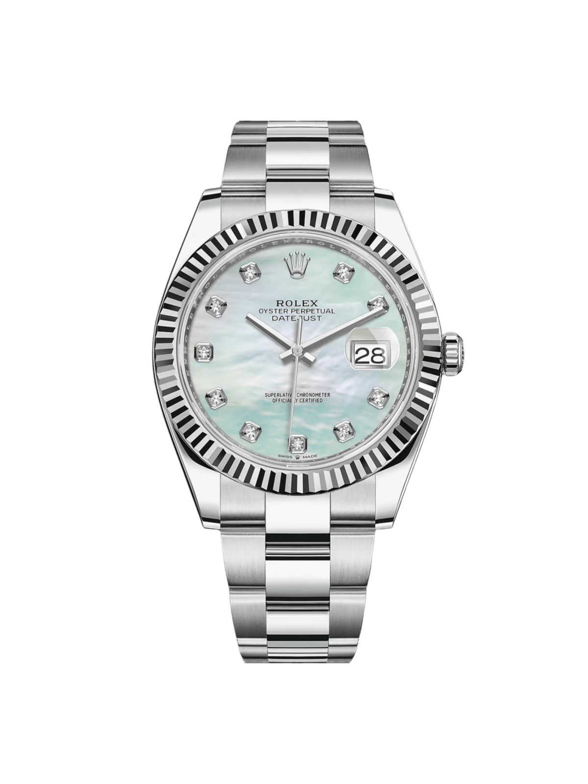 [2026 Mirror Grade]RLX  Datejust 41 Mother of Pearl Diamond Stainless Steel Fluted Oyster - 126334