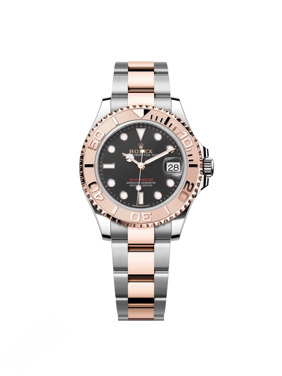 [2026 Mirror Grade]RLX Yacht-Master 37mm Steel and Everose Gold Watch - Black Dial - Oyster Bracelet 268621