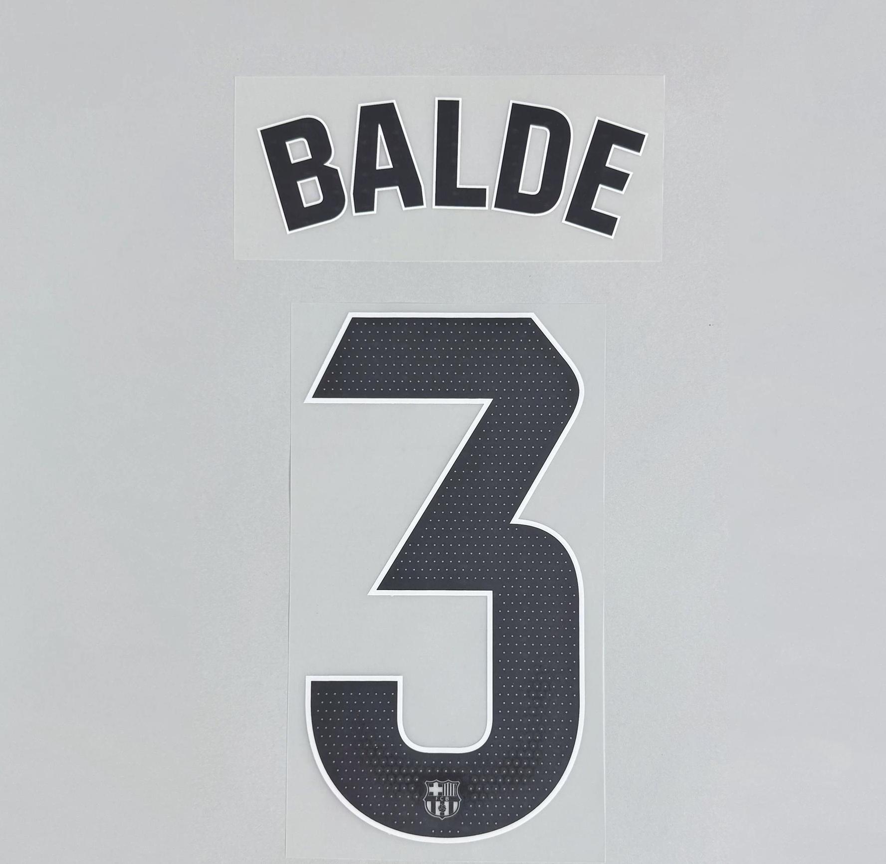 BALDE #3 FC Barcelona 2025-26 Away La Liga Football Soccer Name & Number Set