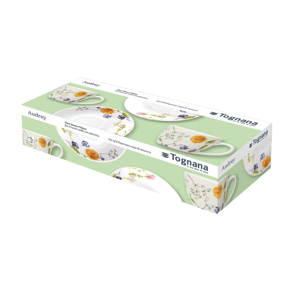 TOGNANA Zestaw do kawy Tognana Iris, 80 ml, 12 elementów, biały w kwiaty