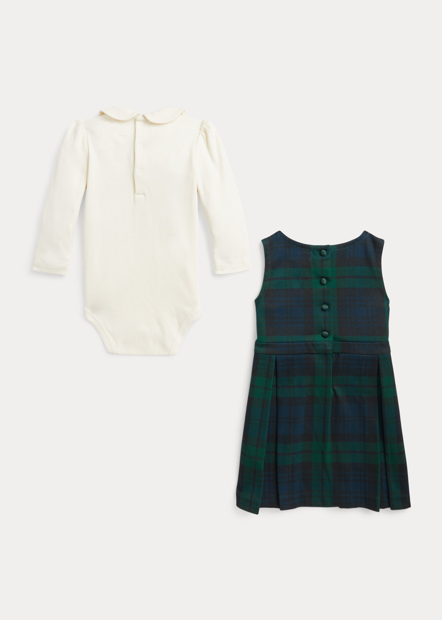 Cotton Bodysuit & Plaid Ponte Dress Set