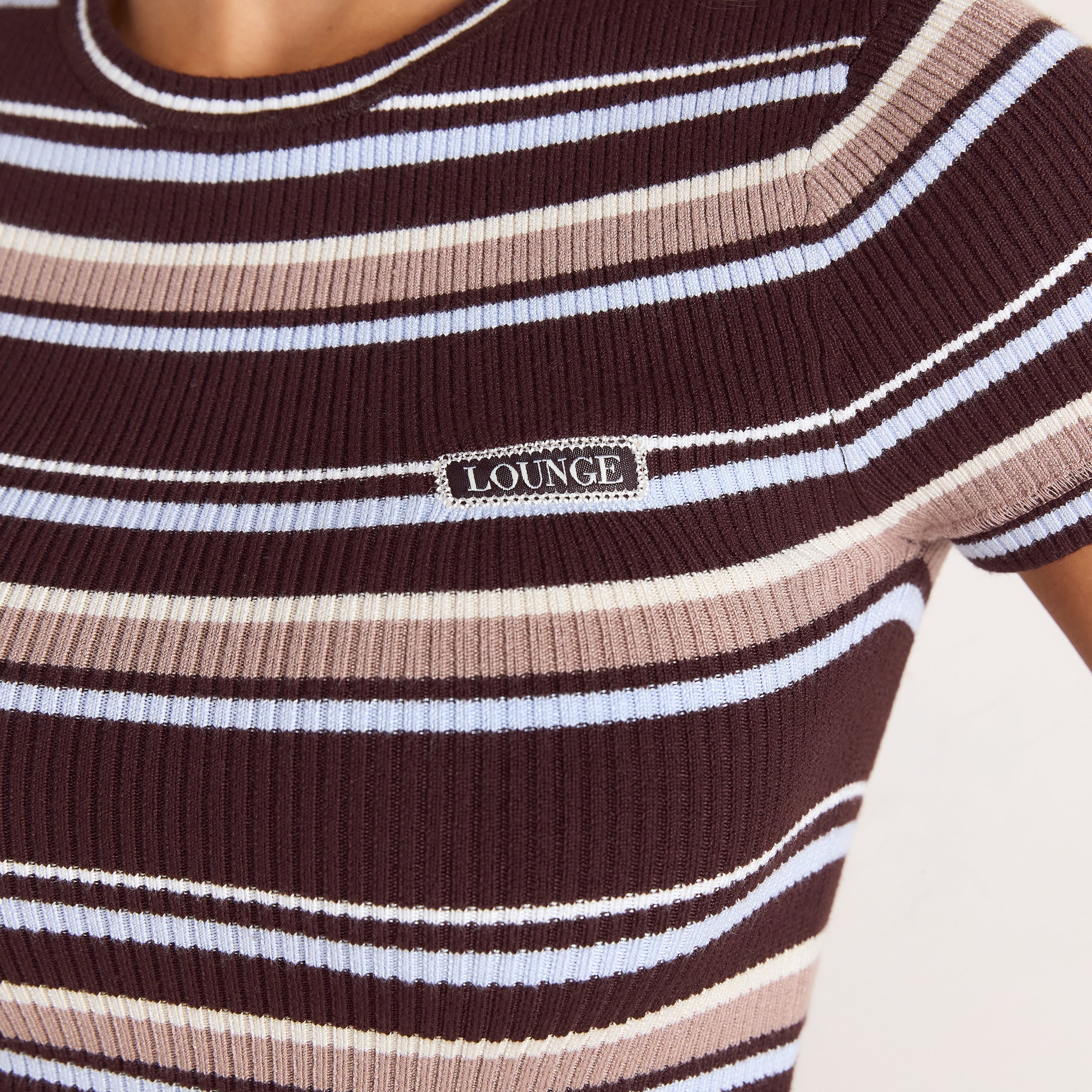 Knitted T-Shirt - Brown Stripe