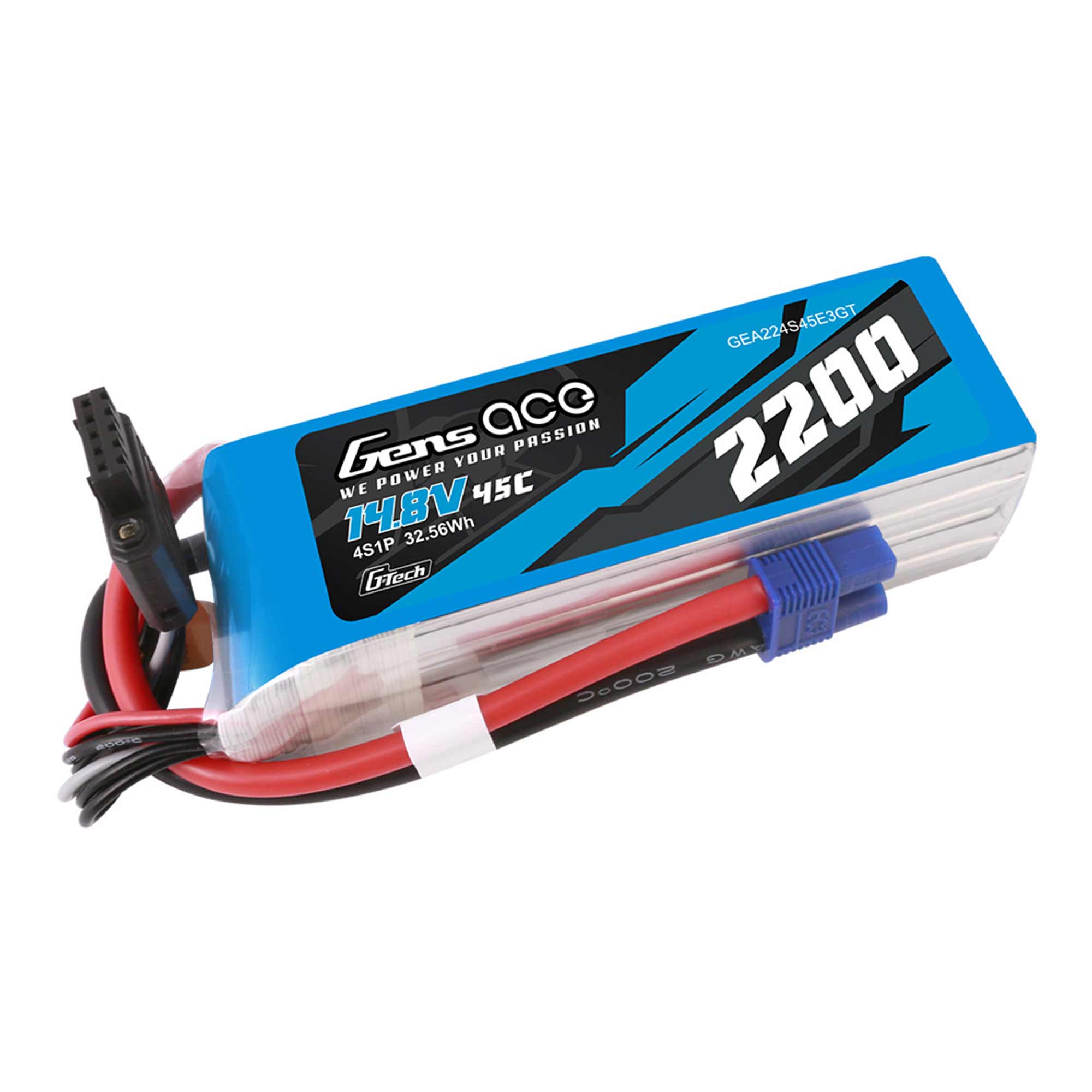 14.8V 2200mAh 4S 45C G-Tech LiPo Battery: EC3